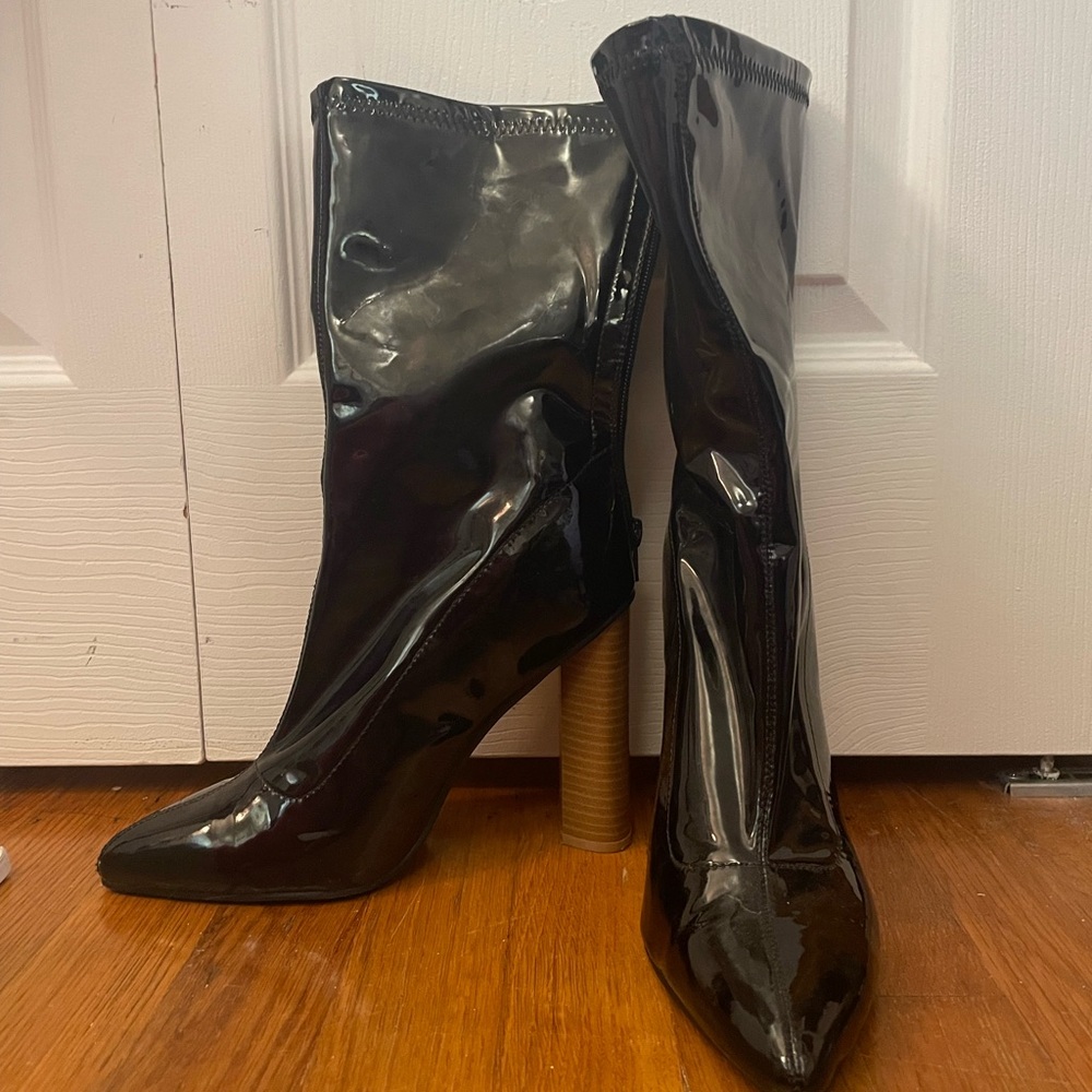 Black leather heels